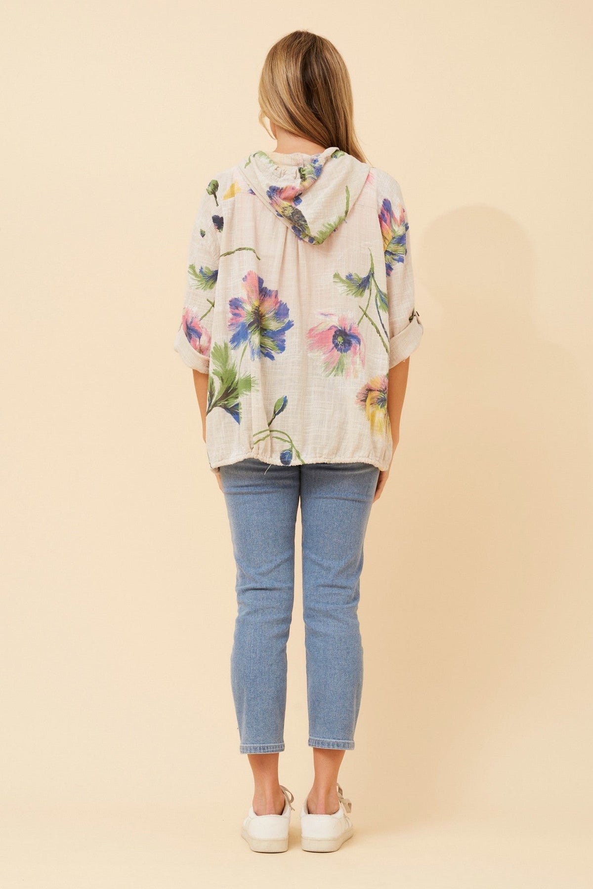 FIORINA FLORAL HOODY JACKET (Stone)