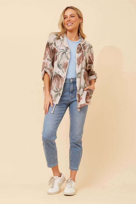 FIORINA FLORAL HOODY JACKET (Beige)