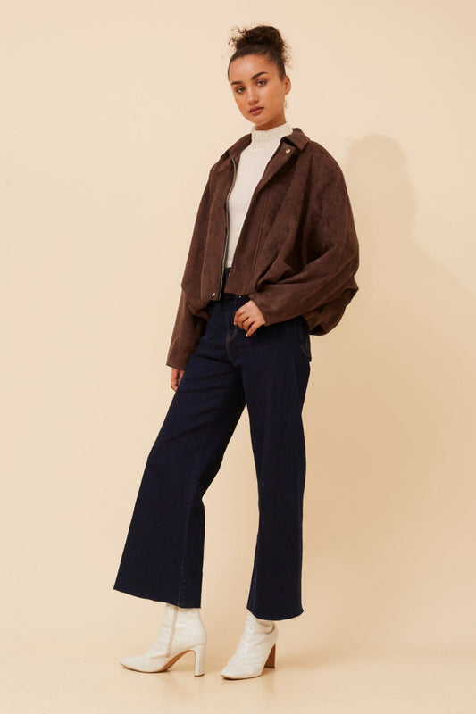 LEXLEY FAUX SUEDE JACKET (Chocolate)