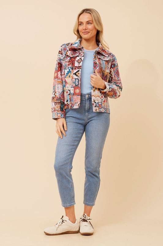 JUNIA PATCHWORK PRINT JACKET (Red)