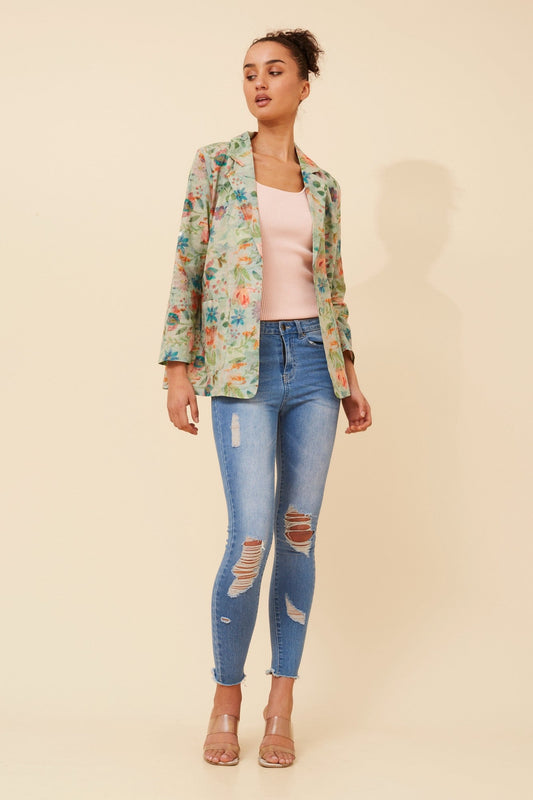 ELIORA FLORAL JACKET (Multi Green)
