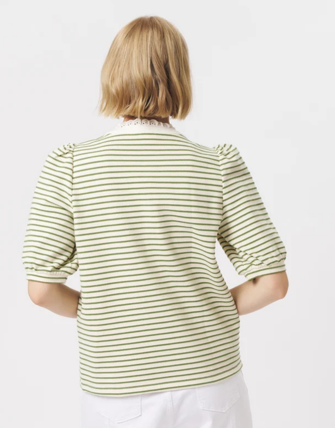 Kireina Jacqueline Top (White/Green Stripe)
