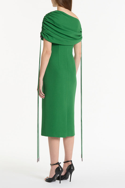 Carla Zampatti Jade Crepe Coulisse Shrug Dress (Red)