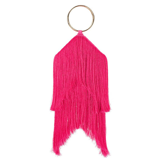 Olga Berg JAMIE Fringed Bag (Fuchsia)