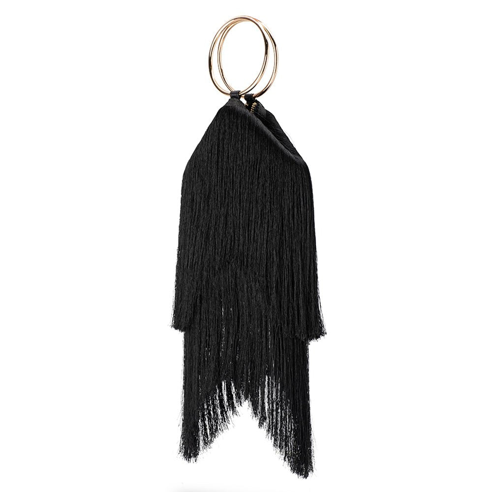 Olga Berg JAMIE Fringed Bag (Black)