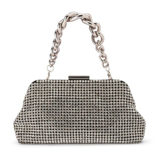 Olga Berg JERRY Crystal Vintage Clutch (Silver)