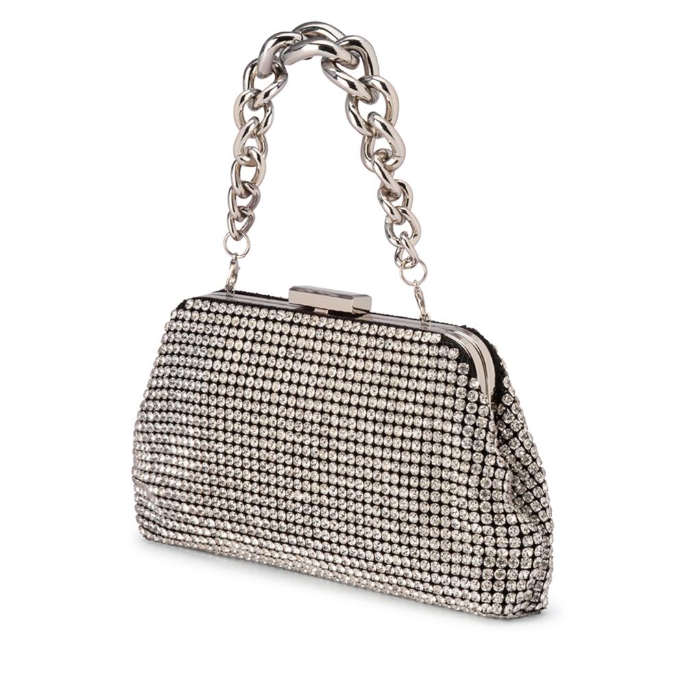 Olga Berg JERRY Crystal Vintage Clutch (Silver)