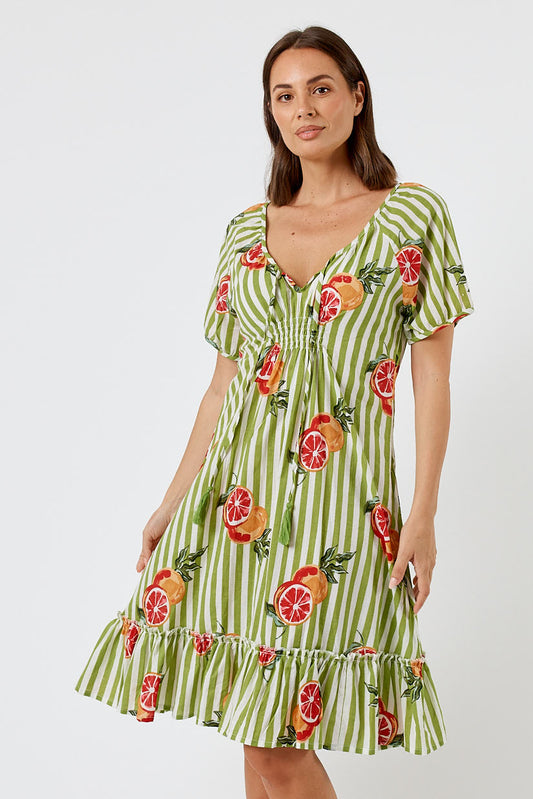 Kabana Inis Shirred Dress Khaki | EXCLUSIVE (Red)