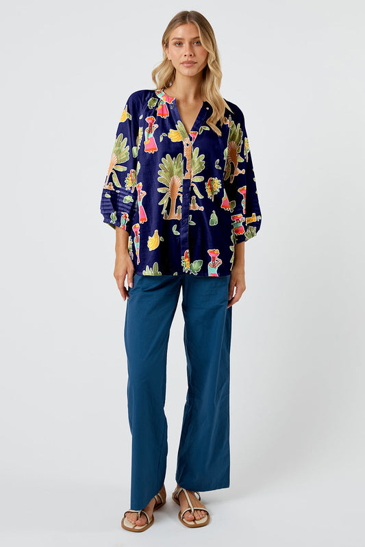 LulaLife Kabana Sabrina Shirt | EXCLUSIVE (Navy)