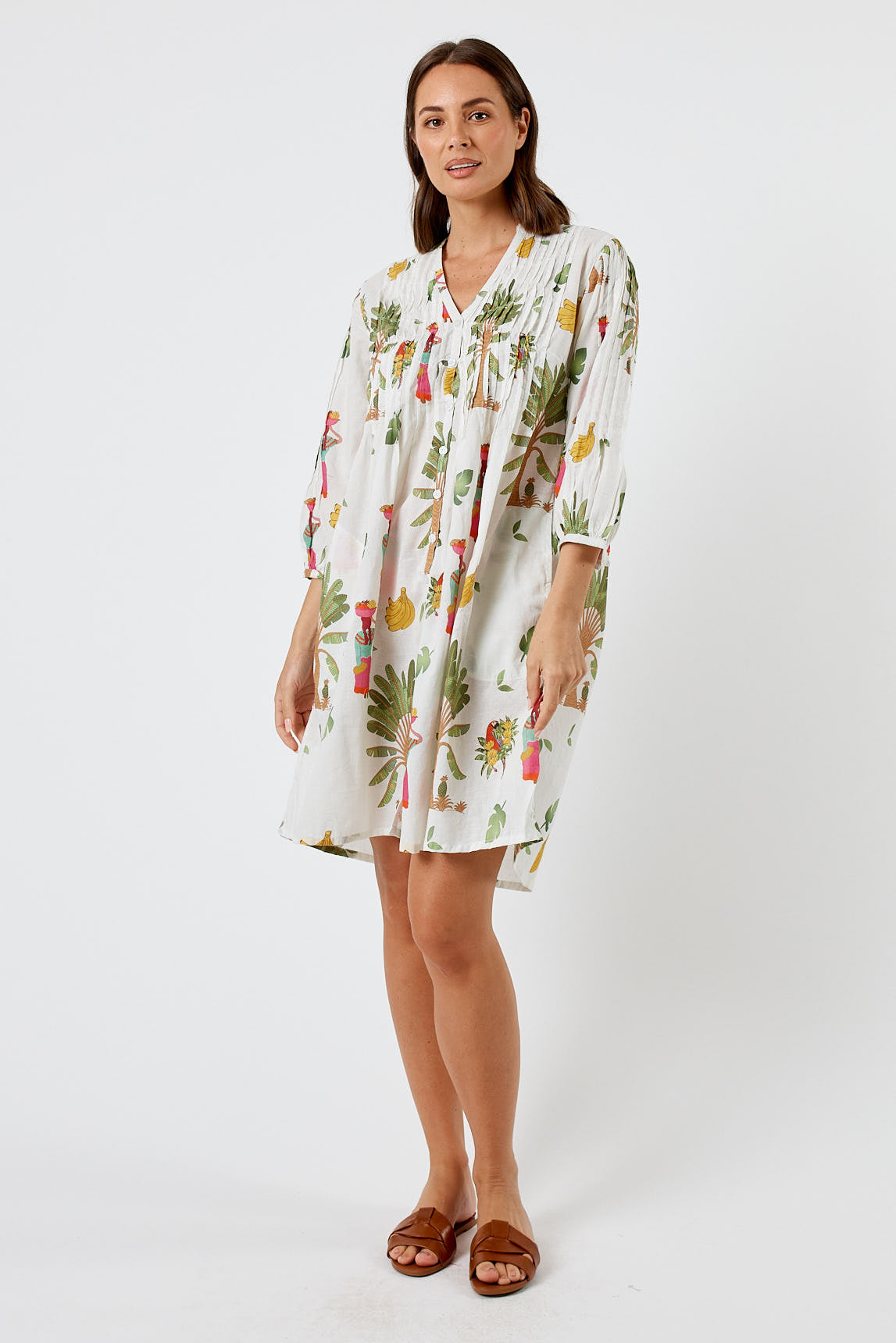 Kabana Sabrina Tuck Dress | EXCLUSIVE (White)
