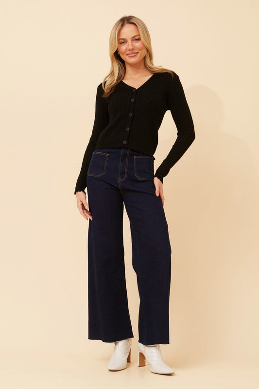 Caroline Morgan Australia TENLEY SCALLOPED KNIT CARDIGAN (Black)
