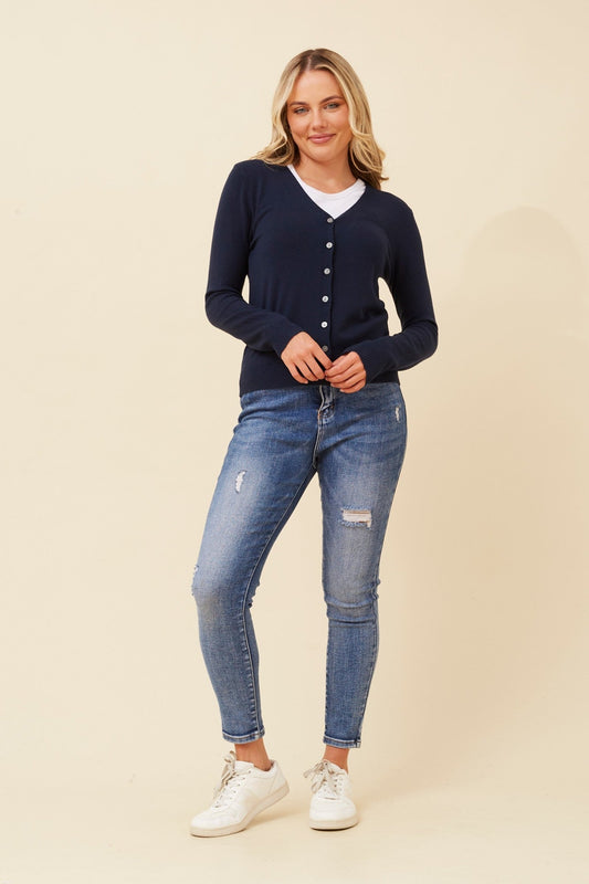 Caroline Morgan Australia SHONTAY SOLID KNIT CARDIGAN (Navy)