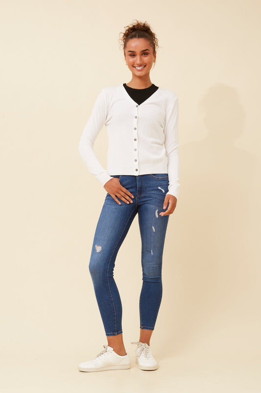 Caroline Morgan Australia SHONTAY SOLID KNIT CARDIGAN (White)
