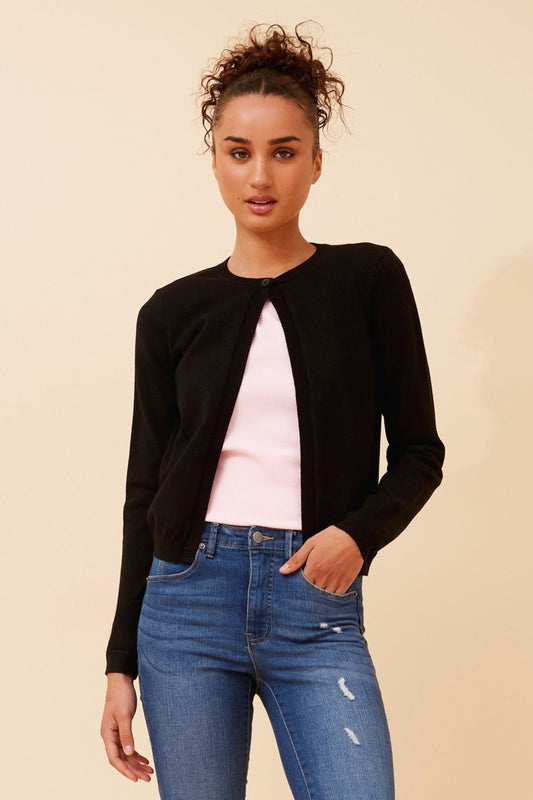 YALINA SOLID KNIT CARDIGAN (Black)