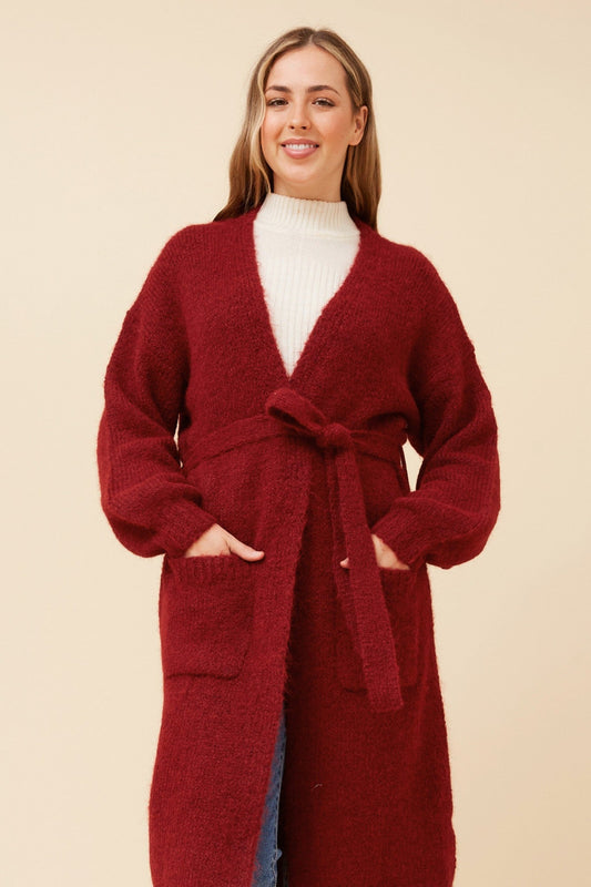 KENDY WOOL BLEND KNIT CARDIGAN (Chocolate)