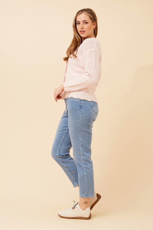 ELIDI SOLID KNIT CARDIGAN (Light Grey Marl)