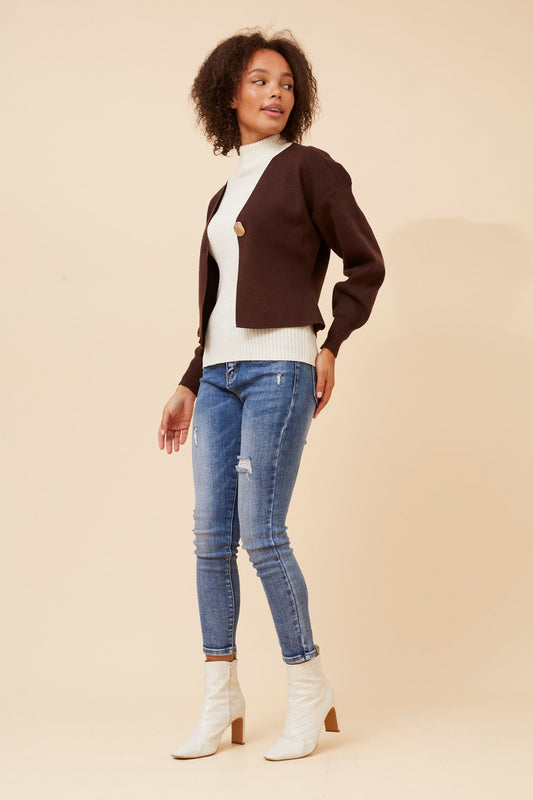 LAVITA SOLID KNIT CARDIGAN (Chocolate)