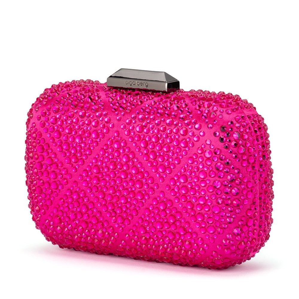 Olga Berg KEREN Diamond Hotfix Clutch (Fuchsia)