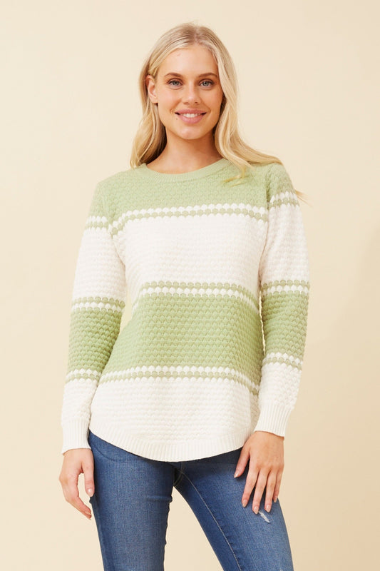 BRAY STRIPED KNIT PULLOVER (Rosewood)
