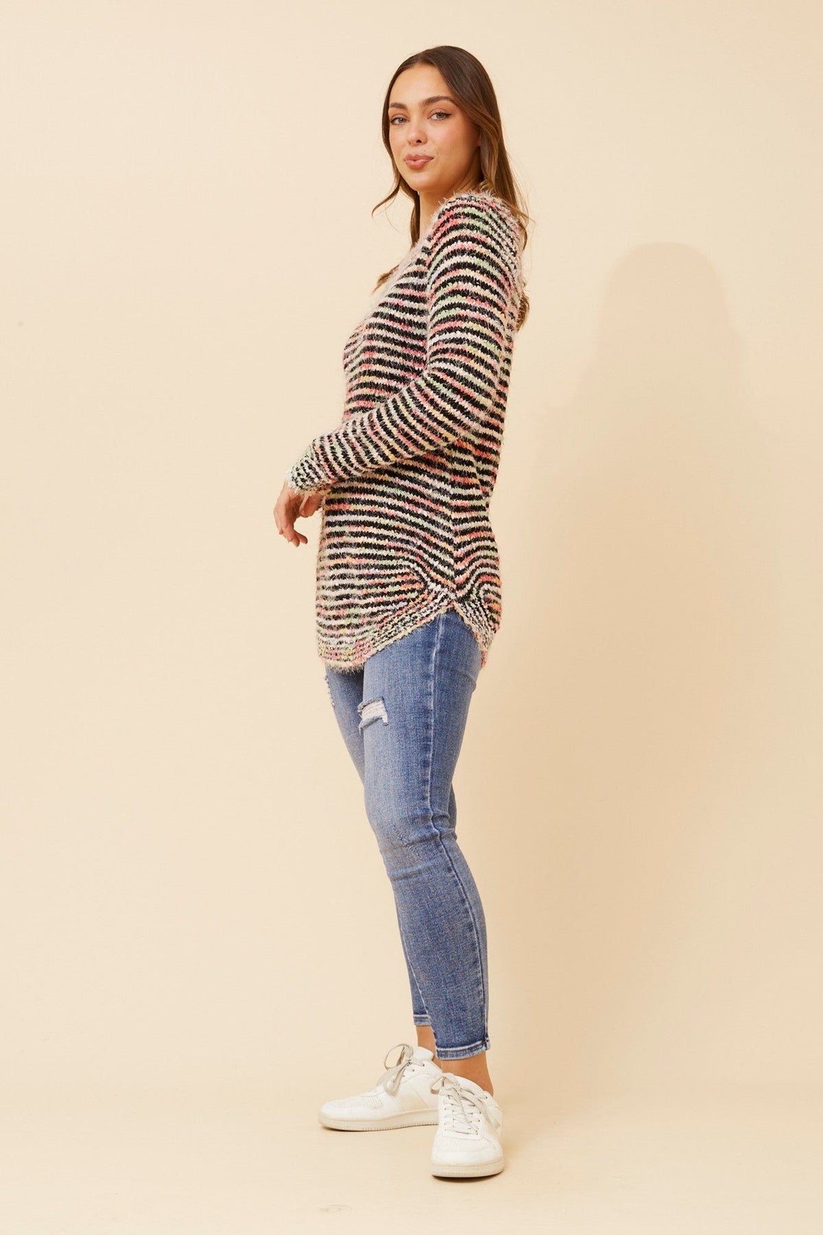 JARITA STRIPED KNIT JUMPER (Multi Blue)