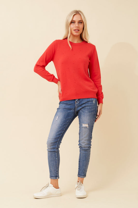 Caroline Morgan Australia ANGIE POLKA DOT KNIT PULLOVER (Red)