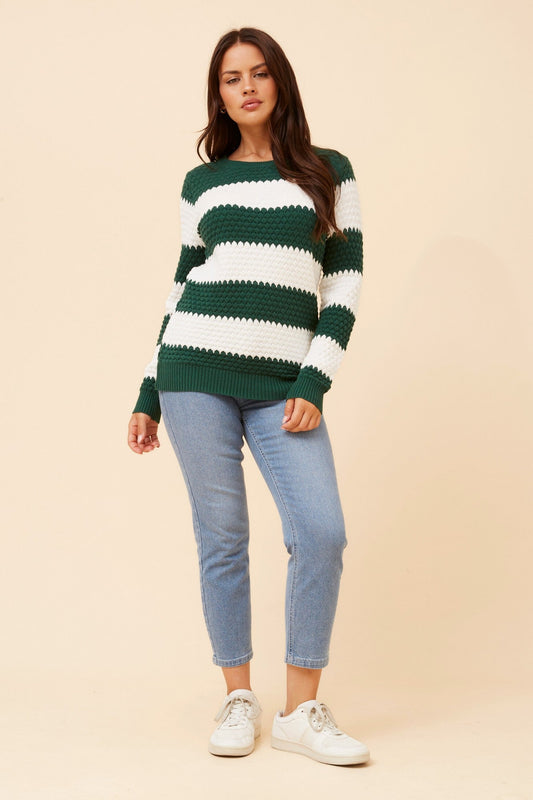 Caroline Morgan Australia TINDRA STRIPE PRINT KNIT PULLOVER (Emerald)