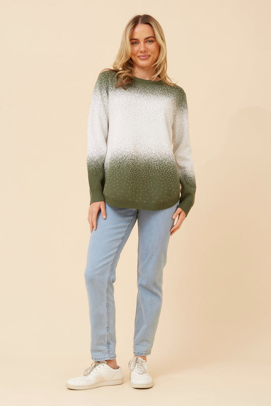 Caroline Morgan Australia BRAY COLOURBLOCK KNIT PULLOVER (Greenash)