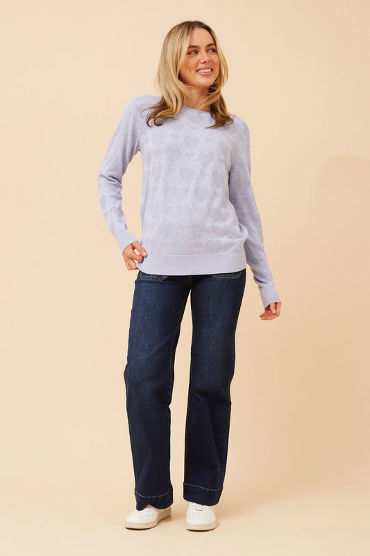 Caroline Morgan Australia CENZA HEART PATTERN KNIT PULLOVER (Skylight)