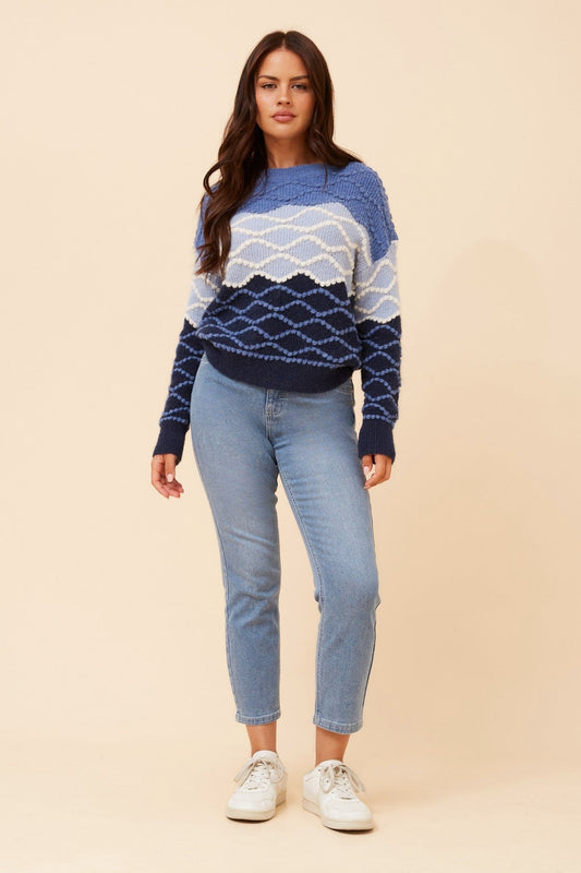JINDERA WOOL BLEND KNIT PULOVER (Indigo)