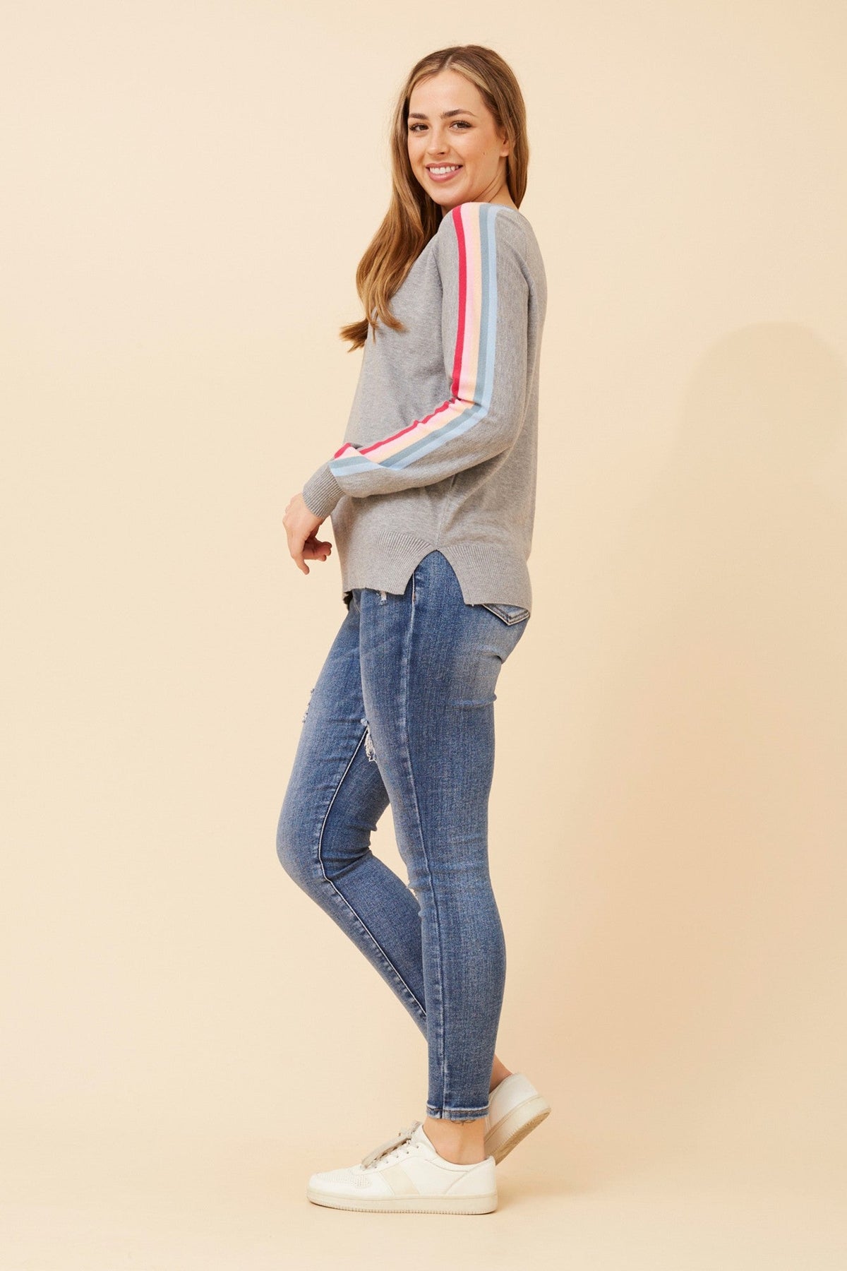 LACEN SOLID KNIT PULLOVER (Light Grey Marl)