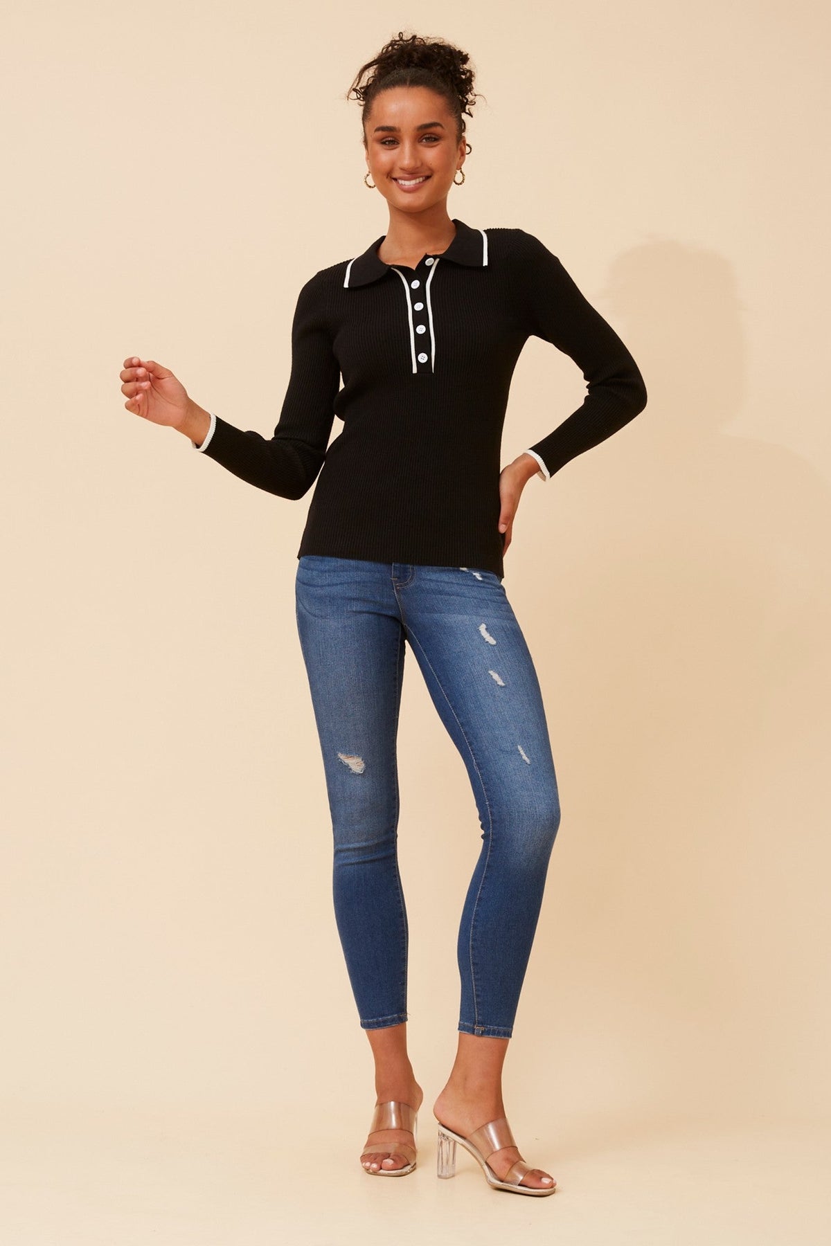 CLIFTON SOLID KNIT PULLOVER (Black)