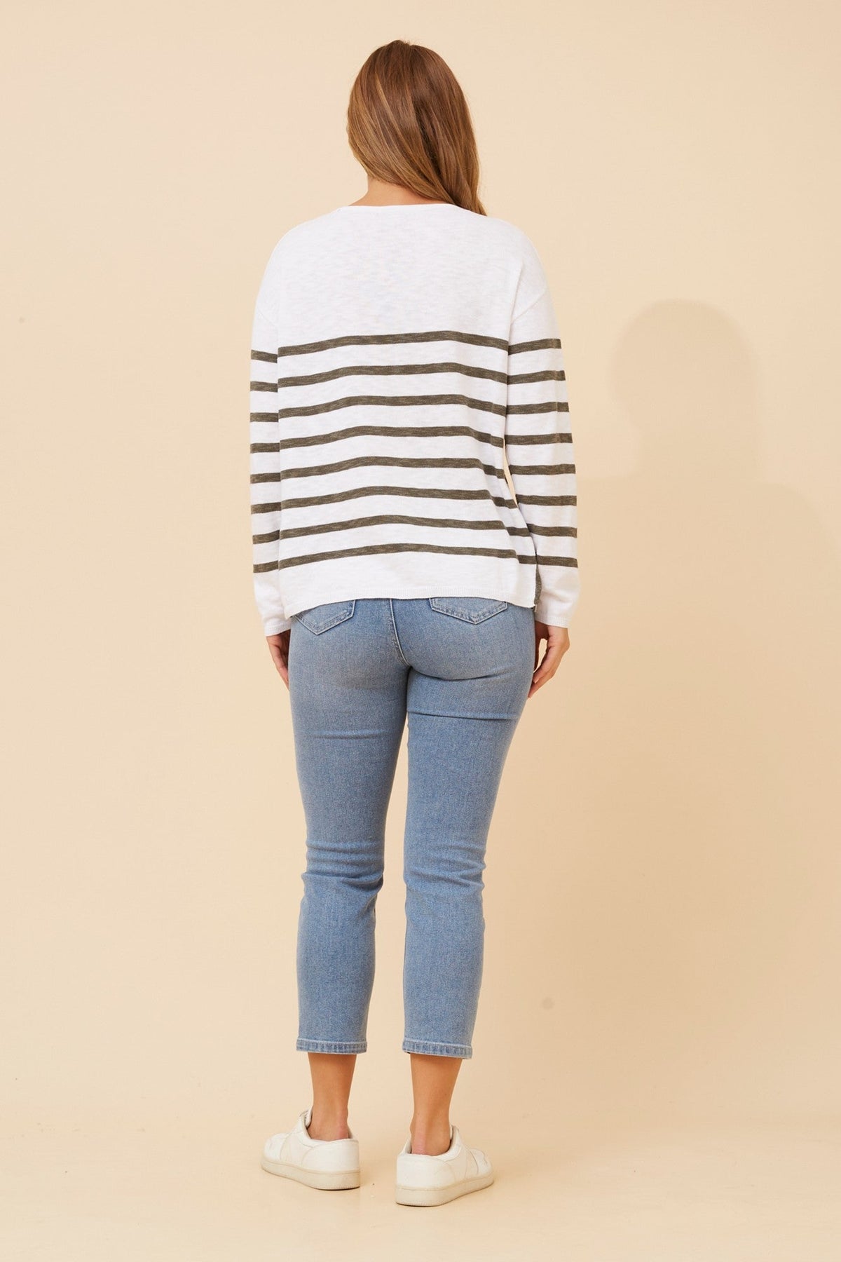 Caroline Morgan Australia RAMSEY STRIPE KNIT PULLOVER (Khaki)