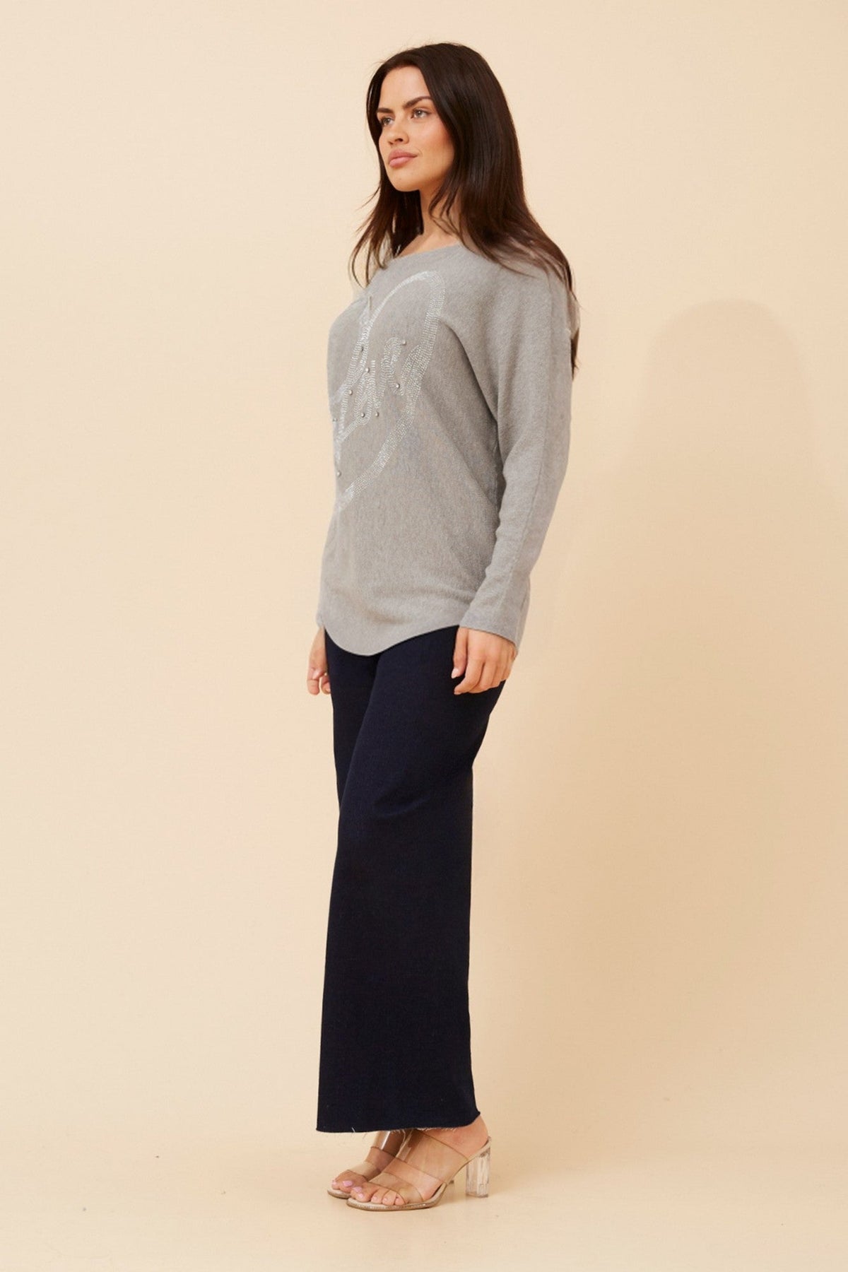 ASTI EMBELLISHED KNIT PULLOVER (Greymarl)
