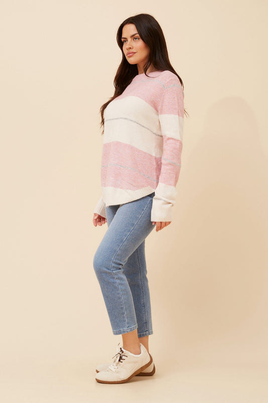 OTIS COLOUR-BLOCK KNIT PULLOVER (Nougat)