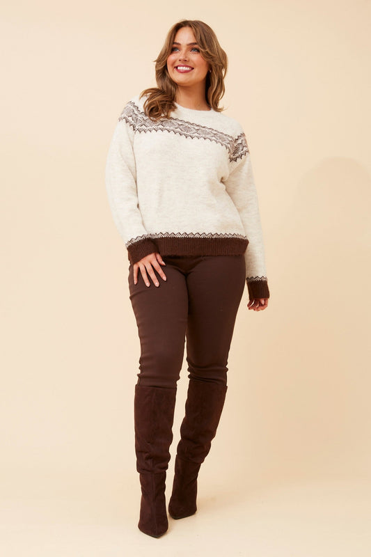 Caroline Morgan Australia NOUR JACQUARD KNIT PULLOVER (Oatmeal)