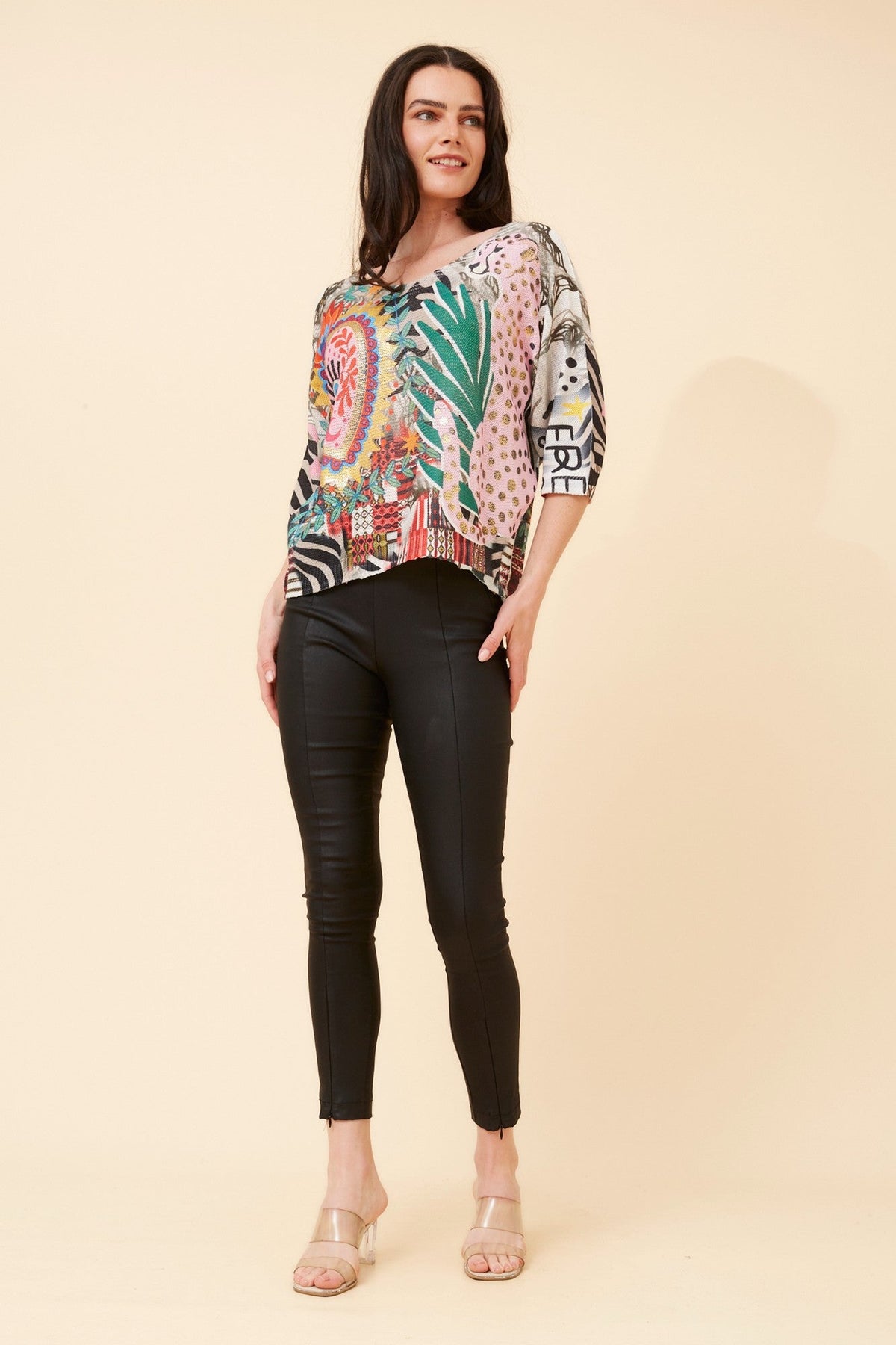 TORIN ABSTRACT PRINT KNIT PULLOVER (Multi White)