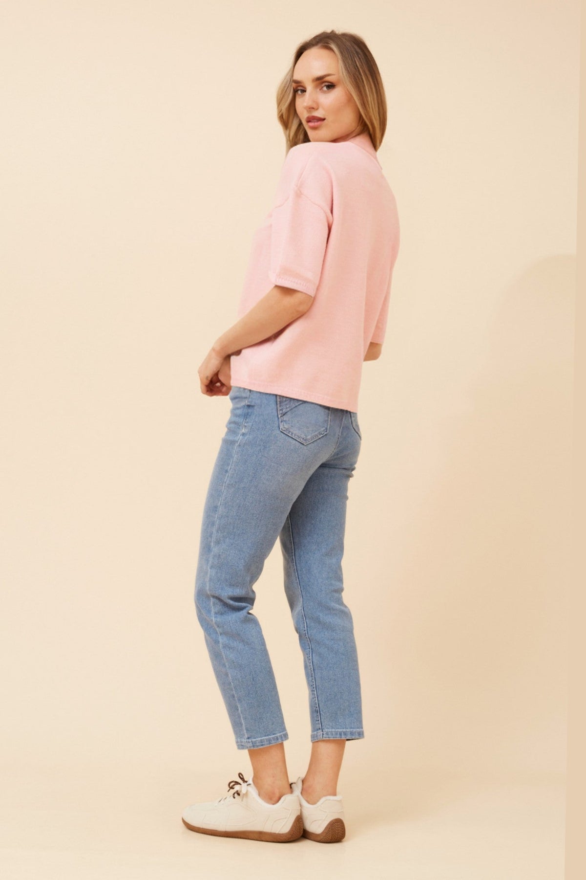 GILBERT SOLID KNIT PULLOVER (Pink)