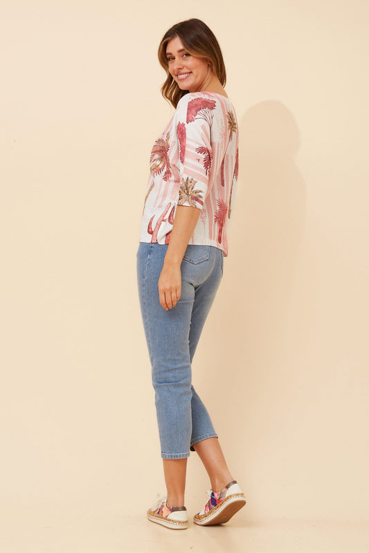 FLORELLA PALM TREE PRINT PULLOVER (Navy)