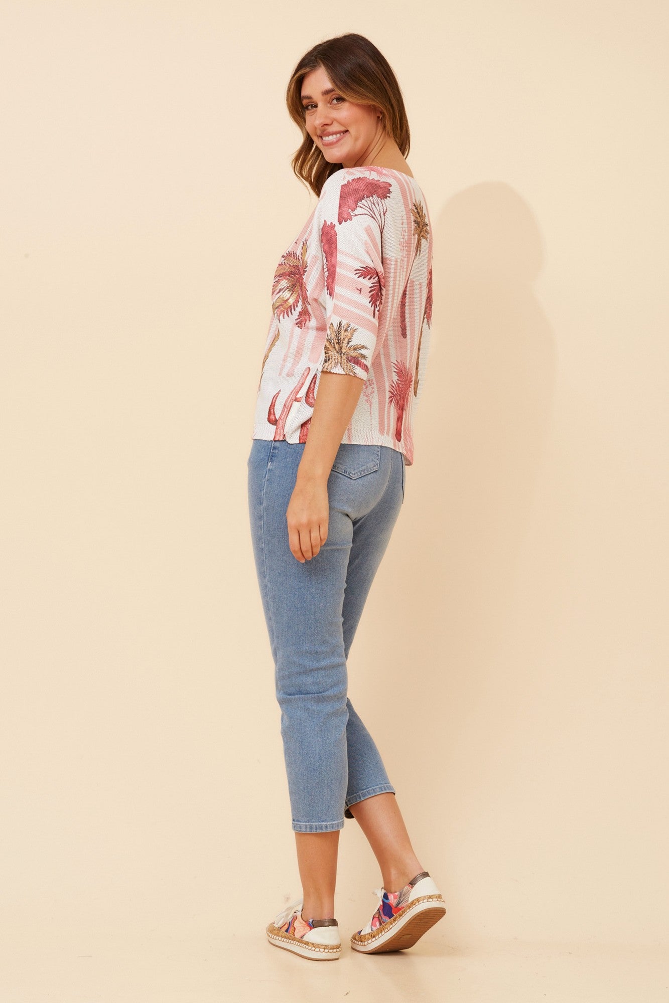 FLORELLA PALM TREE PRINT PULLOVER (Navy)