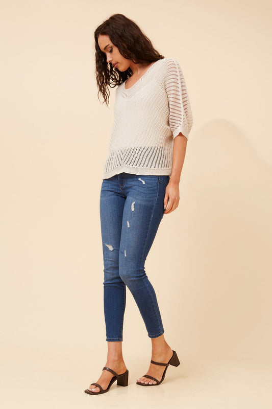 ENNIO CROCHET KNIT PULLOVER (Beige)