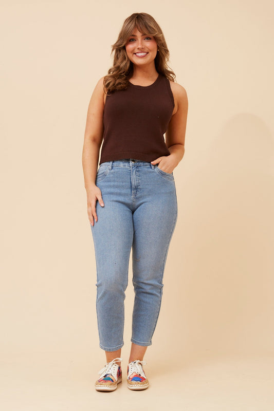 Caroline Morgan Australia HARIKA SOLID KNIT VEST (Chocolate)