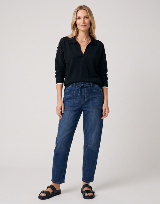 Monaco Leo Barrel Long Length Jeans (Ink)