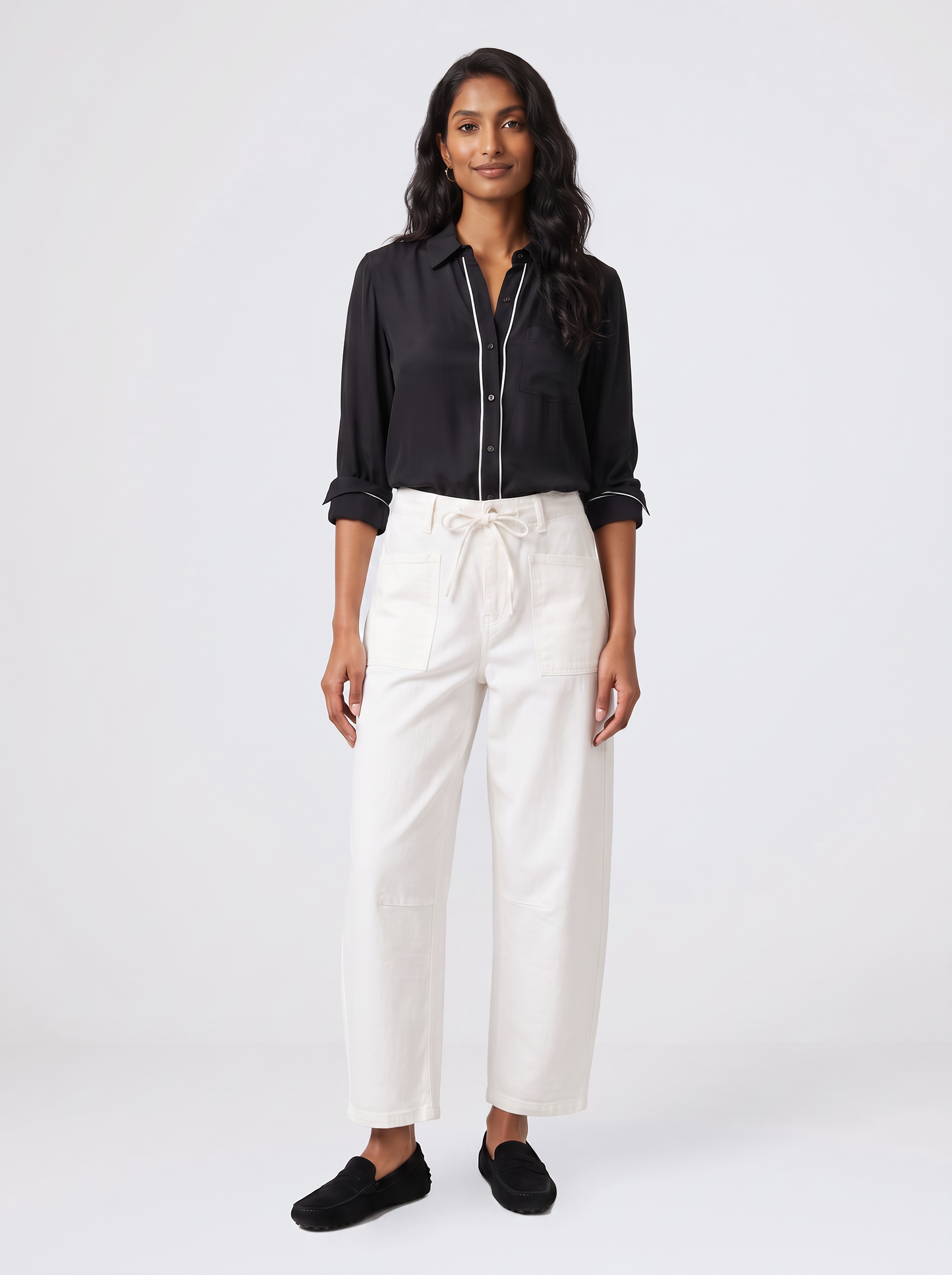 Monaco Leo Barrel Jeans (White)