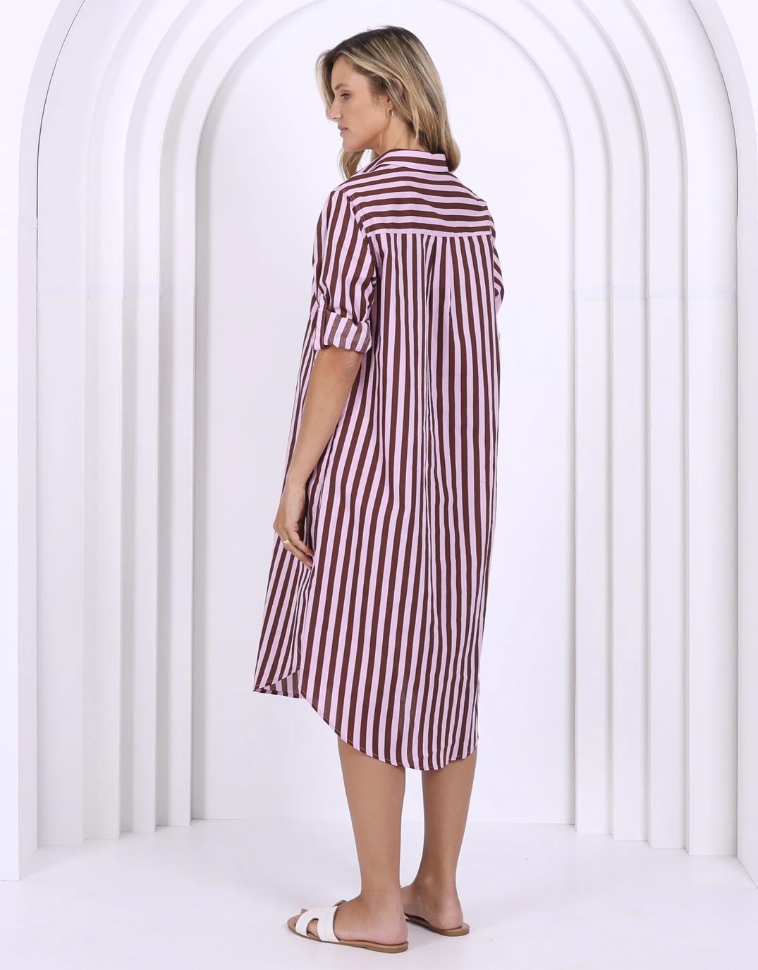 Leoni Chelsey Stripe Dress (Choc Stripe)