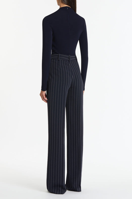 Carla Zampatti Liberty Matte Jersey Gathered Shoulder Top (Navy)