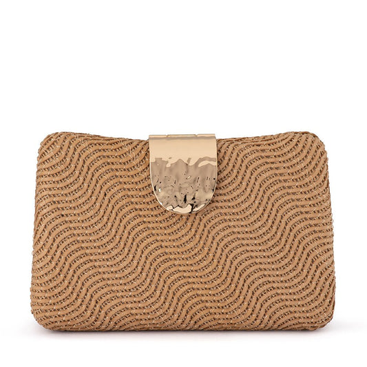 Olga Berg LINDY Woven Clutch (Natural)