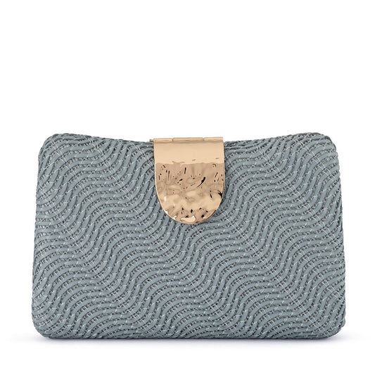 Olga Berg LINDY Woven Clutch (Blue)