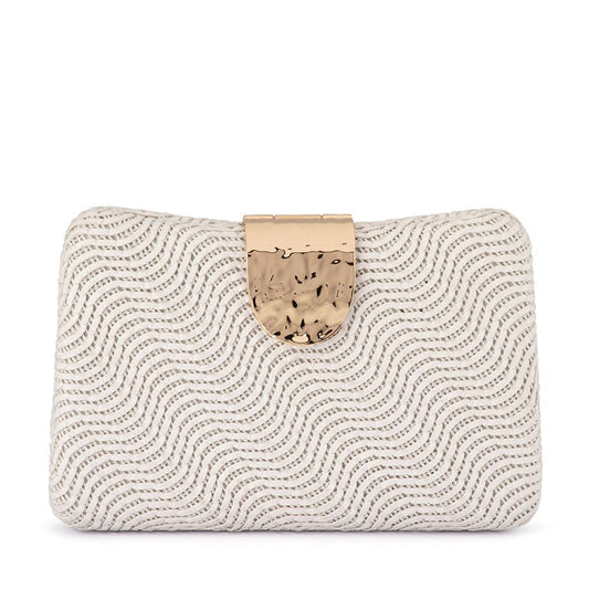Olga Berg LINDY Woven Clutch (White)