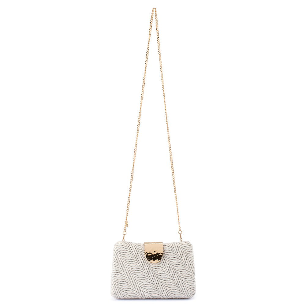 Olga Berg LINDY Woven Clutch (White)