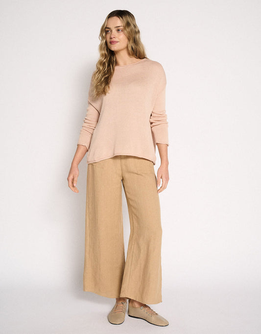 Little Lies Jude Wide Leg Linen Pant (Camel)